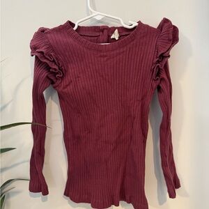 kate quinn Ribbed Long Sleeve Top in Burgundy